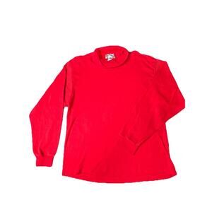 VTG 90s Bravo Red Turtle Neck Long Sleeve Cotton Shirt Sz Large Rare Vintage